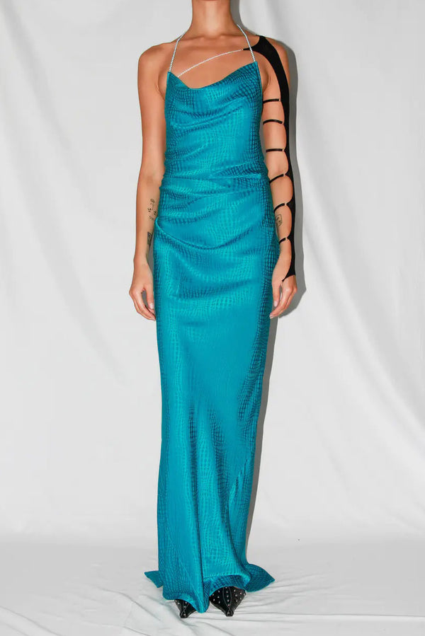 RUI silk patchwork long skirt RSS24WV04 Teal teal